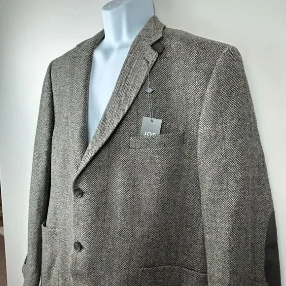 JOE Joseph Abboud Tan Brown 100% Wool Elbow Patch Jacket Sports Coat Sz 48R NWT